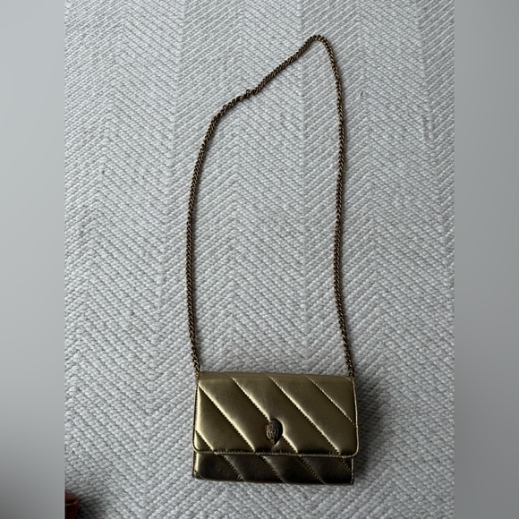 Kurt Geiger The Extra Mini Kensington Quilted Gold Metallic Leather Purse - Picture 6 of 12